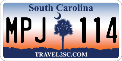 SC license plate MPJ114