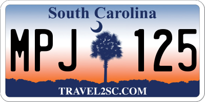 SC license plate MPJ125