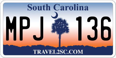 SC license plate MPJ136