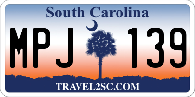 SC license plate MPJ139