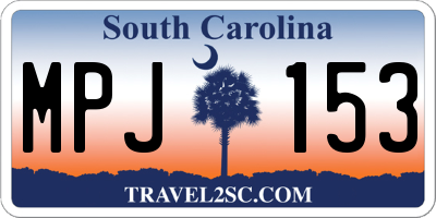 SC license plate MPJ153