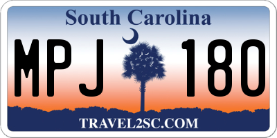 SC license plate MPJ180