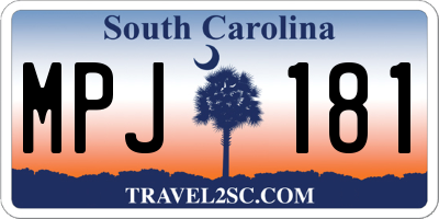 SC license plate MPJ181