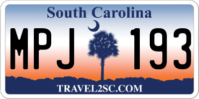 SC license plate MPJ193