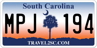 SC license plate MPJ194