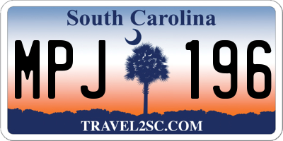 SC license plate MPJ196