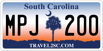 SC license plate MPJ200