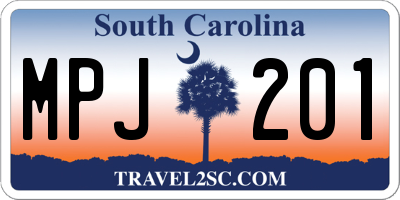 SC license plate MPJ201