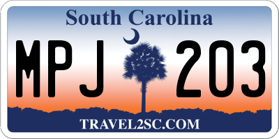 SC license plate MPJ203