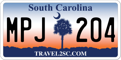 SC license plate MPJ204
