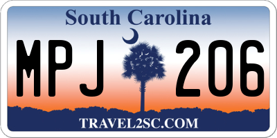 SC license plate MPJ206