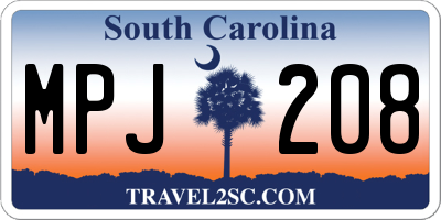 SC license plate MPJ208
