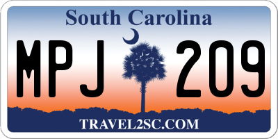 SC license plate MPJ209