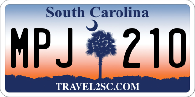 SC license plate MPJ210