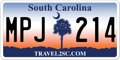 SC license plate MPJ214