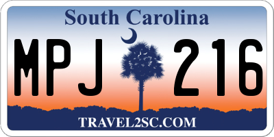 SC license plate MPJ216