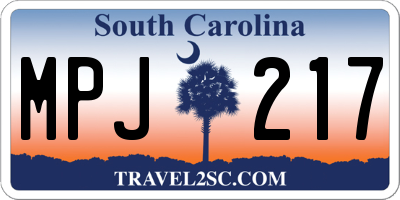 SC license plate MPJ217