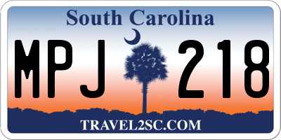 SC license plate MPJ218