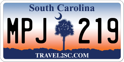 SC license plate MPJ219