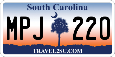 SC license plate MPJ220