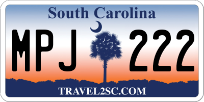 SC license plate MPJ222