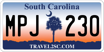 SC license plate MPJ230