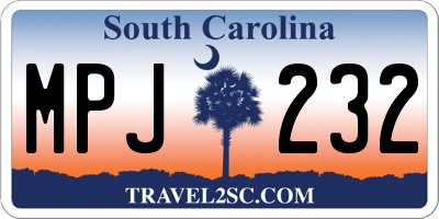 SC license plate MPJ232