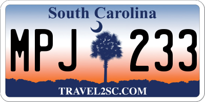 SC license plate MPJ233