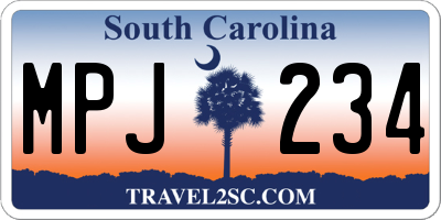 SC license plate MPJ234