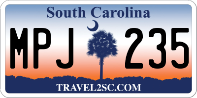 SC license plate MPJ235