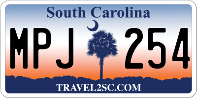SC license plate MPJ254