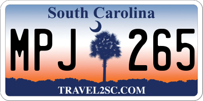 SC license plate MPJ265