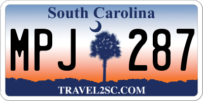 SC license plate MPJ287