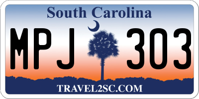 SC license plate MPJ303