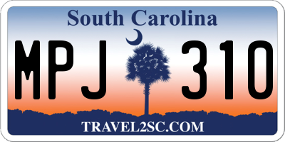 SC license plate MPJ310
