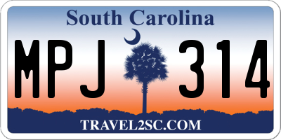 SC license plate MPJ314