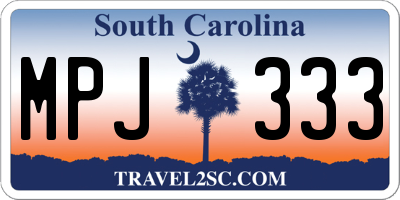SC license plate MPJ333
