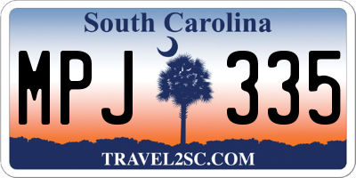 SC license plate MPJ335
