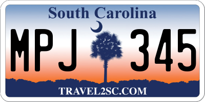 SC license plate MPJ345