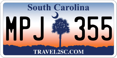SC license plate MPJ355