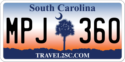 SC license plate MPJ360