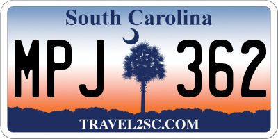 SC license plate MPJ362