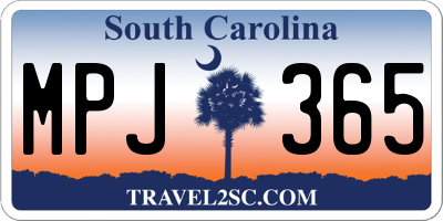 SC license plate MPJ365