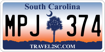 SC license plate MPJ374