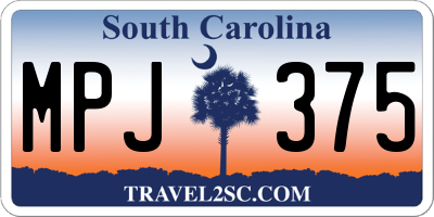 SC license plate MPJ375
