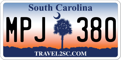 SC license plate MPJ380