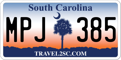 SC license plate MPJ385