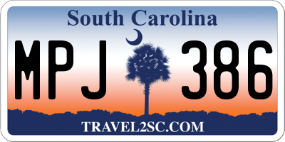 SC license plate MPJ386