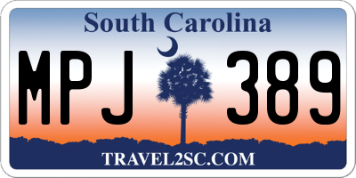 SC license plate MPJ389