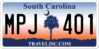 SC license plate MPJ401